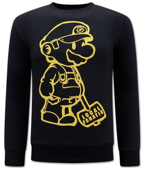 Local Fanatic Cartoon Design Heren  Sweater - Zwart