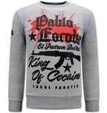 Local Fanatic The King Of Cocaine  Pablo Escobar  Heren Sweater - Grijs