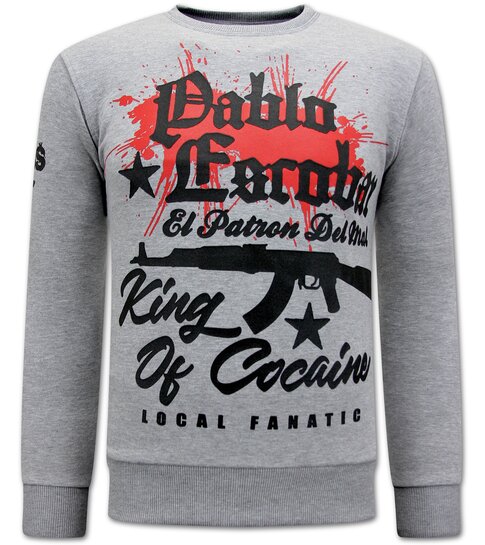 Local Fanatic The King Of Cocaine  Pablo Escobar  Heren Sweater - Grijs