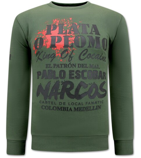 Local Fanatic Pablo Escobar - El Patron  Heren Sweater - Groen