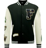 ENOS Letterman Jacket Heren Oversized - 8633 - Zwart