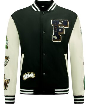 ENOS Letterman Jacket Heren Oversized - 8633 - Zwart