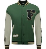 ENOS Heren Oversized Letterman Jas - 8633 - Groen