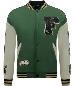 ENOS Heren Oversized Letterman Jas - 8633 - Groen