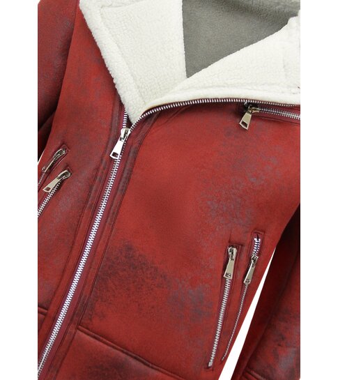 TONY BACKER Imitatie Bontjas - Lammy Coat - Rood