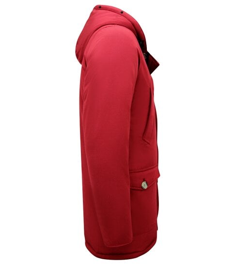 Enos Winterjas Heren Parka Gewatteerd - 7101 - Rood