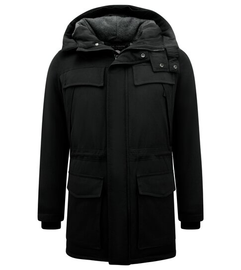 Enos Lange Heren Parka Jas met Capuchon - 891 - Zwart