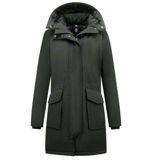 Gentile Bellini Lange Winterjas Dames Sale met Capuchon - 2728 - Groen