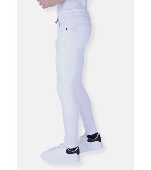 Local Fanatic Witte Slim Fit Heren Jeans met Scheuren -1090 - Wit