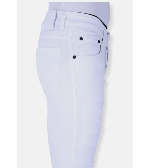 Local Fanatic Witte Slim Fit Heren Jeans met Scheuren -1090 - Wit