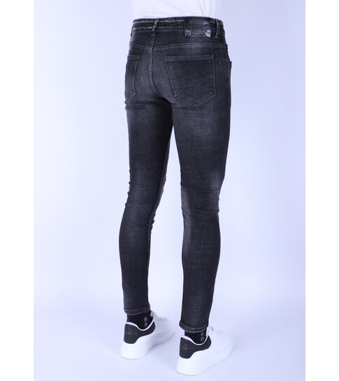 Local Fanatic Stonewash Mannen Jeans Slim Fit met Scheuren - 1096 - Grijs