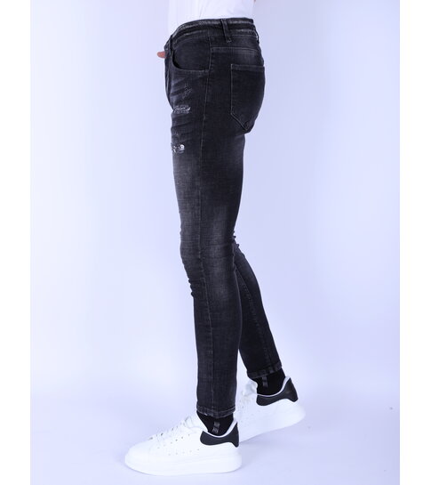 Local Fanatic Stonewash Mannen Jeans Slim Fit met Scheuren - 1096 - Grijs