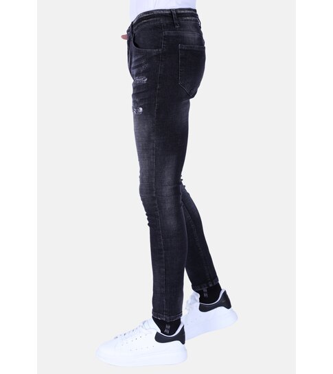 Local Fanatic Stonewash Mannen Jeans Slim Fit met Scheuren - 1096 - Grijs