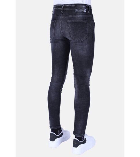 Local Fanatic Stonewash Mannen Jeans Slim Fit met Scheuren - 1096 - Grijs