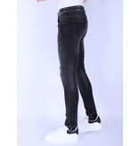 Local Fanatic Heren Slim Fit Stone Wash Jeans met  Gaten -1102 - Grijs