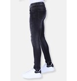 Local Fanatic Heren Slim Fit Stone Wash Jeans met  Gaten -1102 - Grijs