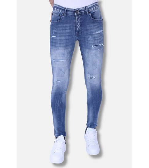 Local Fanatic Mannen Spijkerbroeken Slim Fit met Scheuren - 1095 - Blauw