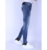 Local Fanatic Heren Denim Jeans Slim Fit met Gebleekte Wassing - 1094 - Blauw