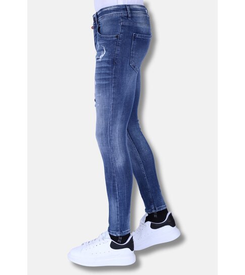 Local Fanatic Heren Denim Jeans Slim Fit met Gebleekte Wassing - 1094 - Blauw