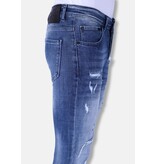 Local Fanatic Heren Denim Jeans Slim Fit met Gebleekte Wassing - 1094 - Blauw