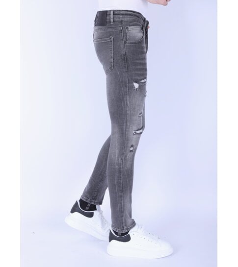 Local Fanatic Stonewashed Slim-fit Mannen Jeans met Stretch - 1093 - Grijs