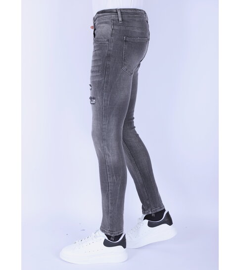 Local Fanatic Stonewashed Slim-fit Mannen Jeans met Stretch - 1093 - Grijs