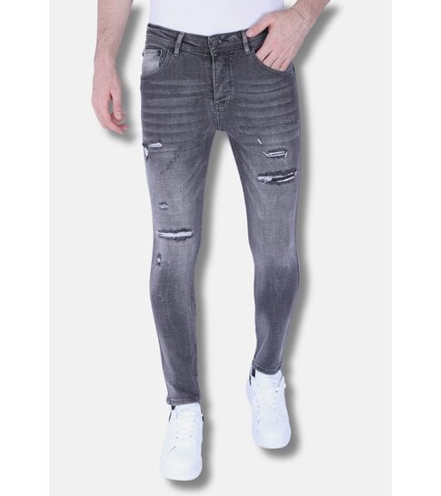 Local Fanatic Stonewashed Slim-fit Mannen Jeans met Stretch - 1093 - Grijs