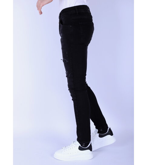Local Fanatic Slim-fit Mannen Jeans met Stretch met Gaten - 1106 - Zwart