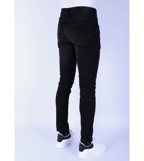 Local Fanatic Slim-fit Mannen Jeans met Stretch met Gaten - 1106 - Zwart