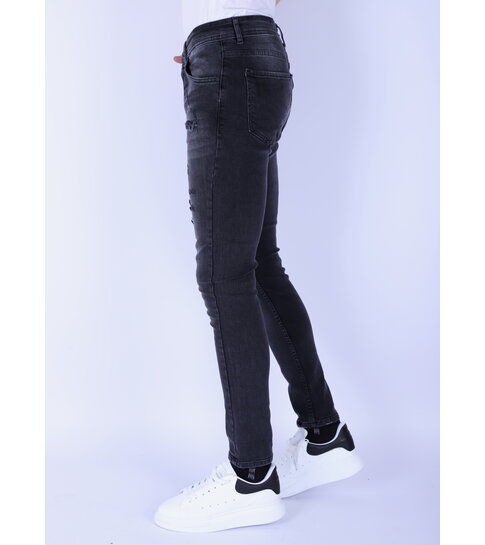 Local Fanatic Ripped Jeans voor Mannen Slim Fit met Stretch - 1104 - Zwart