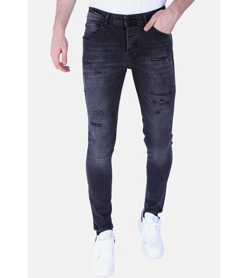 Local Fanatic Ripped Jeans voor Mannen Slim Fit met Stretch - 1104 - Zwart