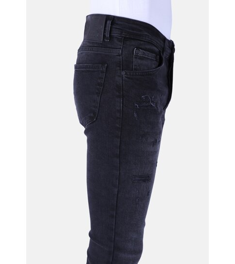 Local Fanatic Stone Washing Mannen Slim Fit Jeans met Stretch - 1105 - Zwart