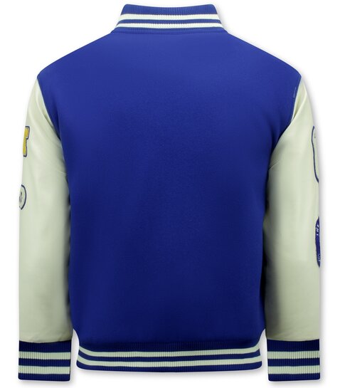 ENOS Vintage Oversized American Baseball Jacket Heren - 7086 - Blauw