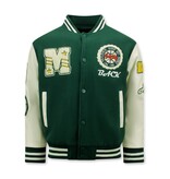 ENOS Vintage Oversized Varsity Jacket Heren - 7086 - Groen