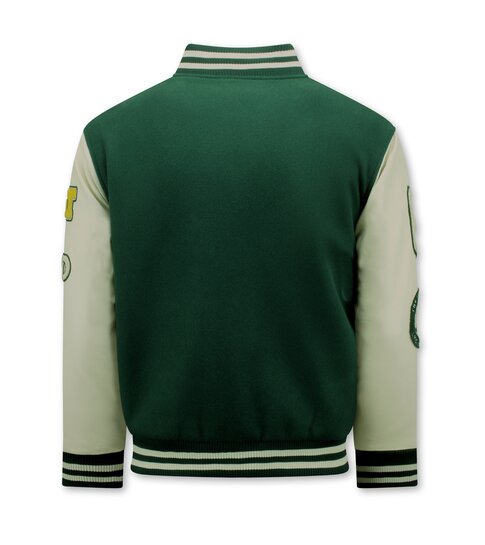 ENOS Vintage Oversized Varsity Jacket Heren - 7086 - Groen