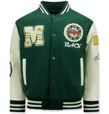 ENOS Vintage Oversized Varsity Jacket Heren - 7086 - Groen
