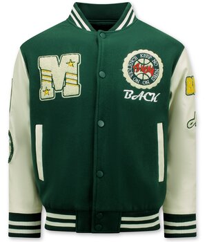 ENOS Vintage Oversized Varsity Jacket Heren - 7086 - Groen