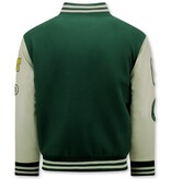 ENOS Vintage Oversized Varsity Jacket Heren - 7086 - Groen