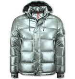 ENOS Zilveren Puffer Jackets Heren  met Capuchon