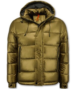 ENOS Goudkleurige Puffer Jas Heren met Capuchon