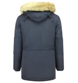 Enos Lange Heren Parka Jas - Met Faux Bontkraag - 891 - Blauw