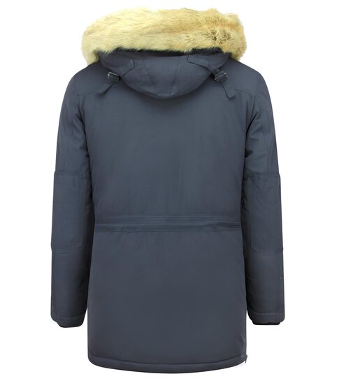 Enos Lange Heren Parka Jas - Met Faux Bontkraag - 891 - Blauw