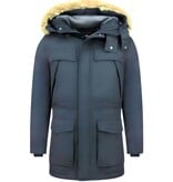 Enos Lange Heren Parka Jas - Met Faux Bontkraag - 891 - Blauw