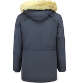 Enos Lange Heren Parka Jas - Met Faux Bontkraag - 891 - Blauw