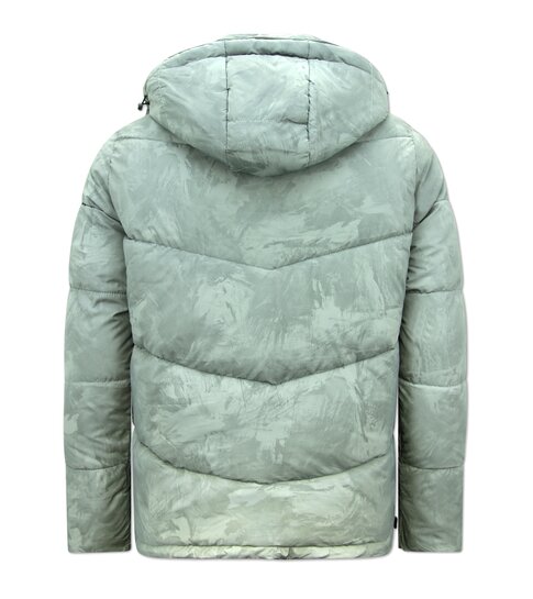 ENOS Reflector Grijs  Puffer Jas Heren met Capuchon