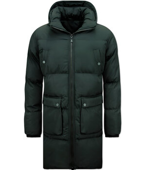 ENOS Lange  Puffer Winterjas Heren met Capuchon - 3361 - Zwart