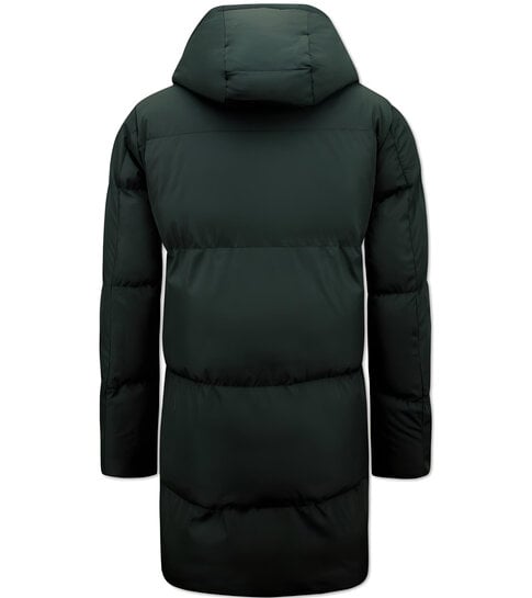 ENOS Lange  Puffer Winterjas Heren met Capuchon - 3361 - Zwart