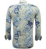 Gentile Bellini Heren Print Overhemden Lange Mouw Slim fit - 3140 - Blauw