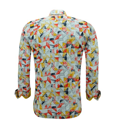 Gentile Bellini Strijkvrij Overhemd Lange Mouwen Slim  fit met Print- 3142 - Geel