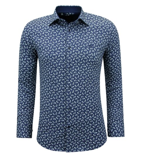 Gentile Bellini Katoenen Casual Overhemd Heren met Print - 3141 - Blauw